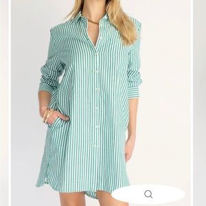 NWT - VICI Pocketed Green Stripe Shirt Dress